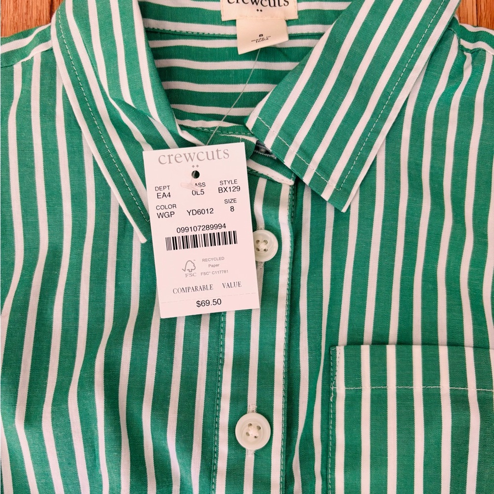 NWT J. Crew Girls' striped tie-waist shirt-dress - Picture 2 of 4
